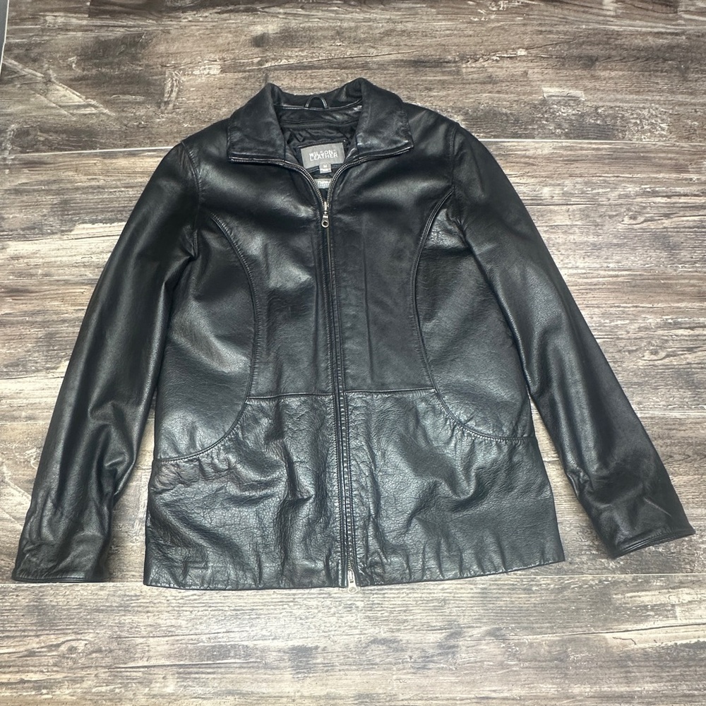 Wilsons Leather Black Zip Jacket Thinsulate Insulated Y2K Medium GUC